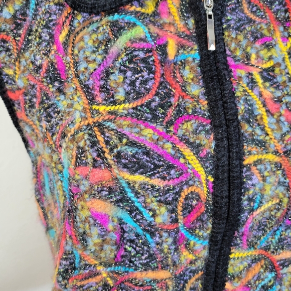 Lisa International Art-to-wear Fiber Texture Sweater jacket vest size Large Zip - Picture 2 of 7